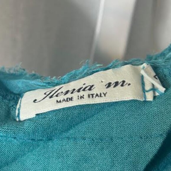 Ilenia M. Made in Italy Silk Fringe Maxi Dress in Teal - Size L - Picture 2 of 8